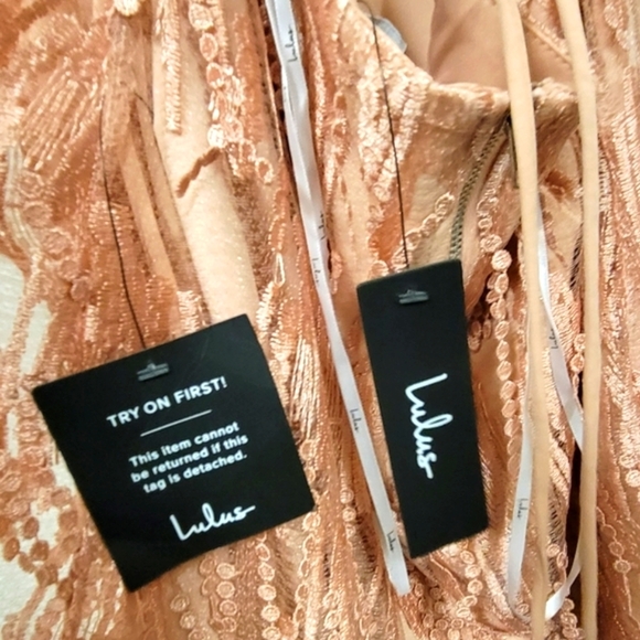 Lulus Making Magic Fringe Lace-Up Blush Pink Prom cocktail Mini Dress Size L - Picture 11 of 11